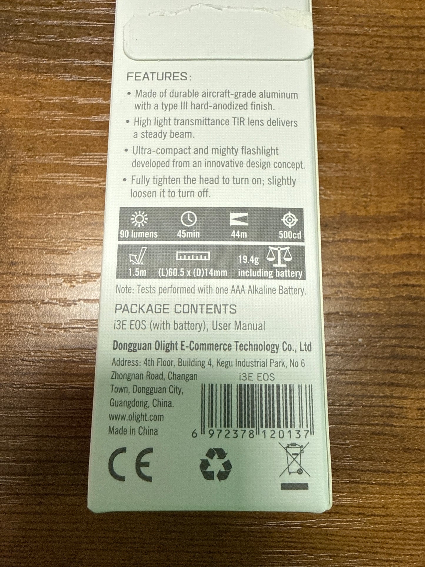 i3E EOS Keychain Flashlight Black