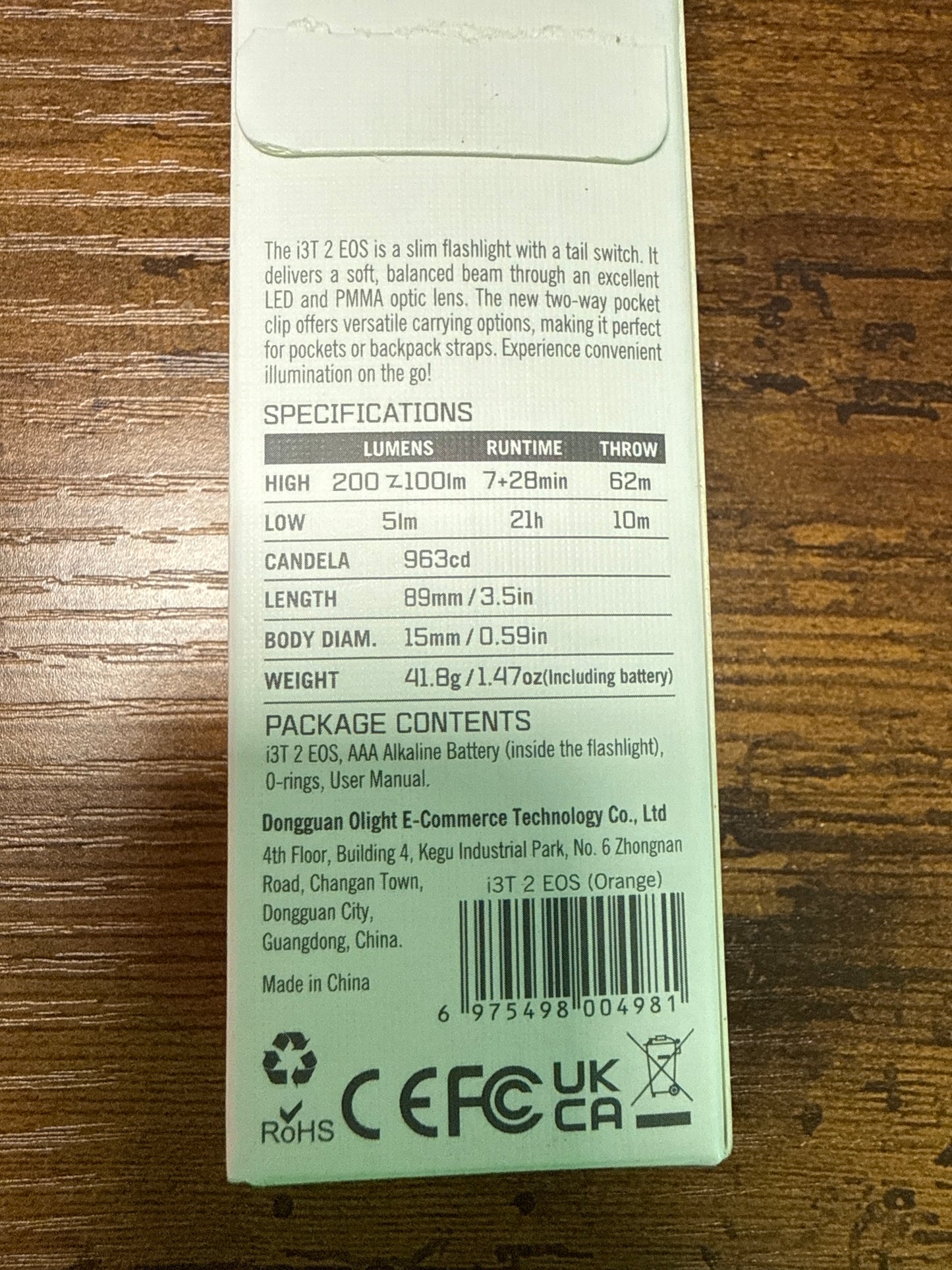 i3T 2 EOS Small EDC Flashlight orange