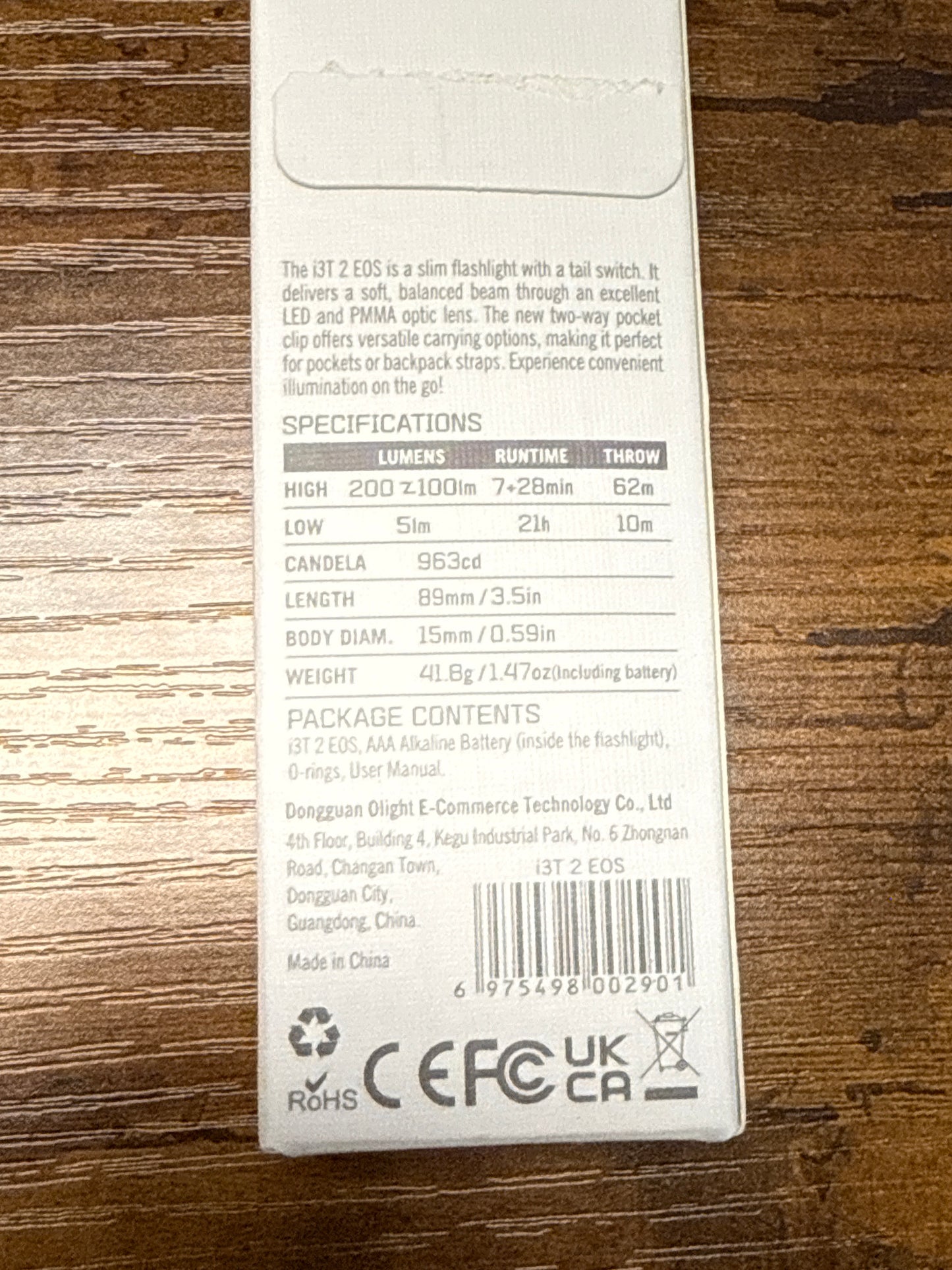 i3T 2 EOS Small EDC Flashlight Black