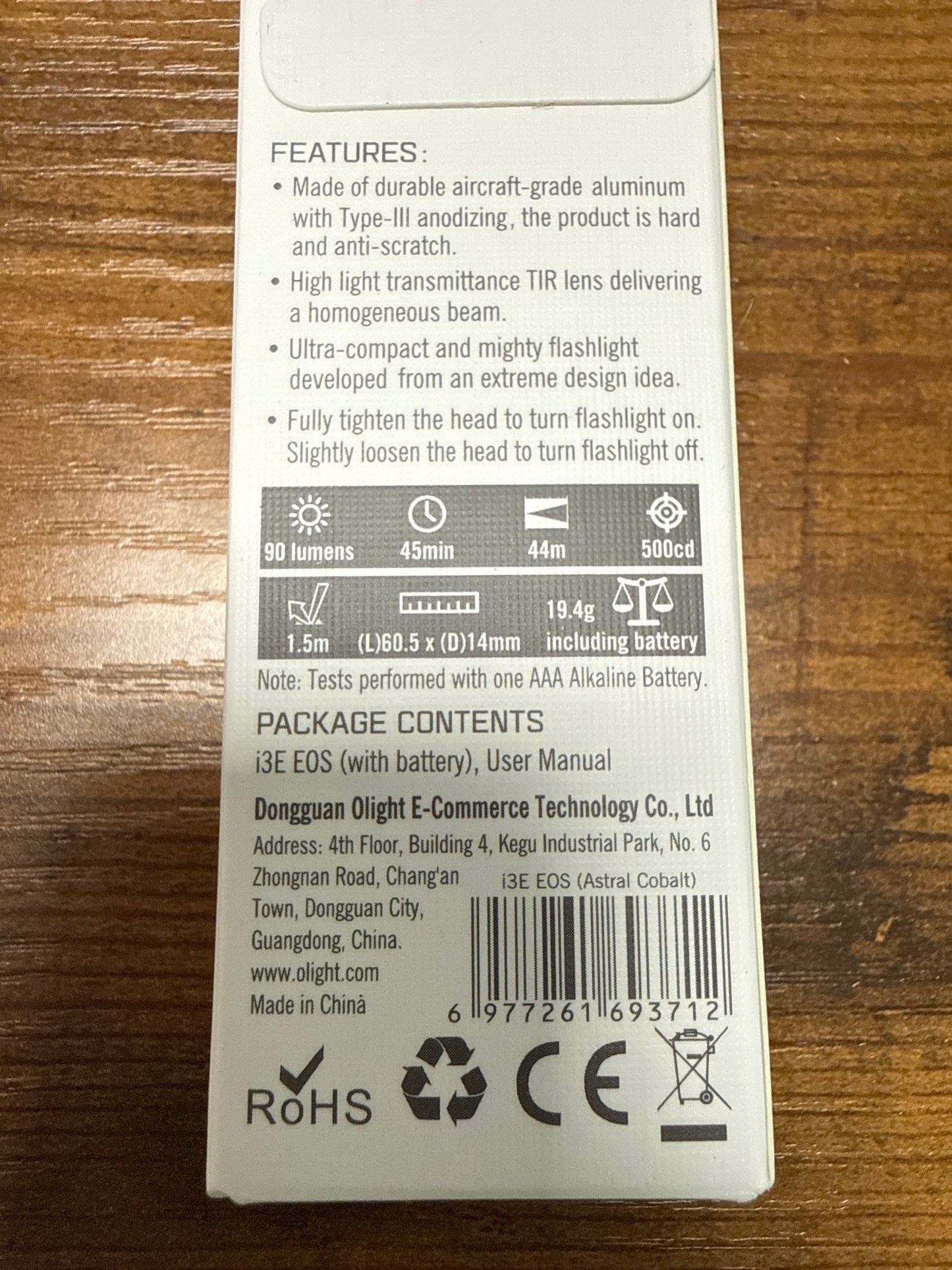 i3E EOS Keychain Flashlight Astral Cobalt