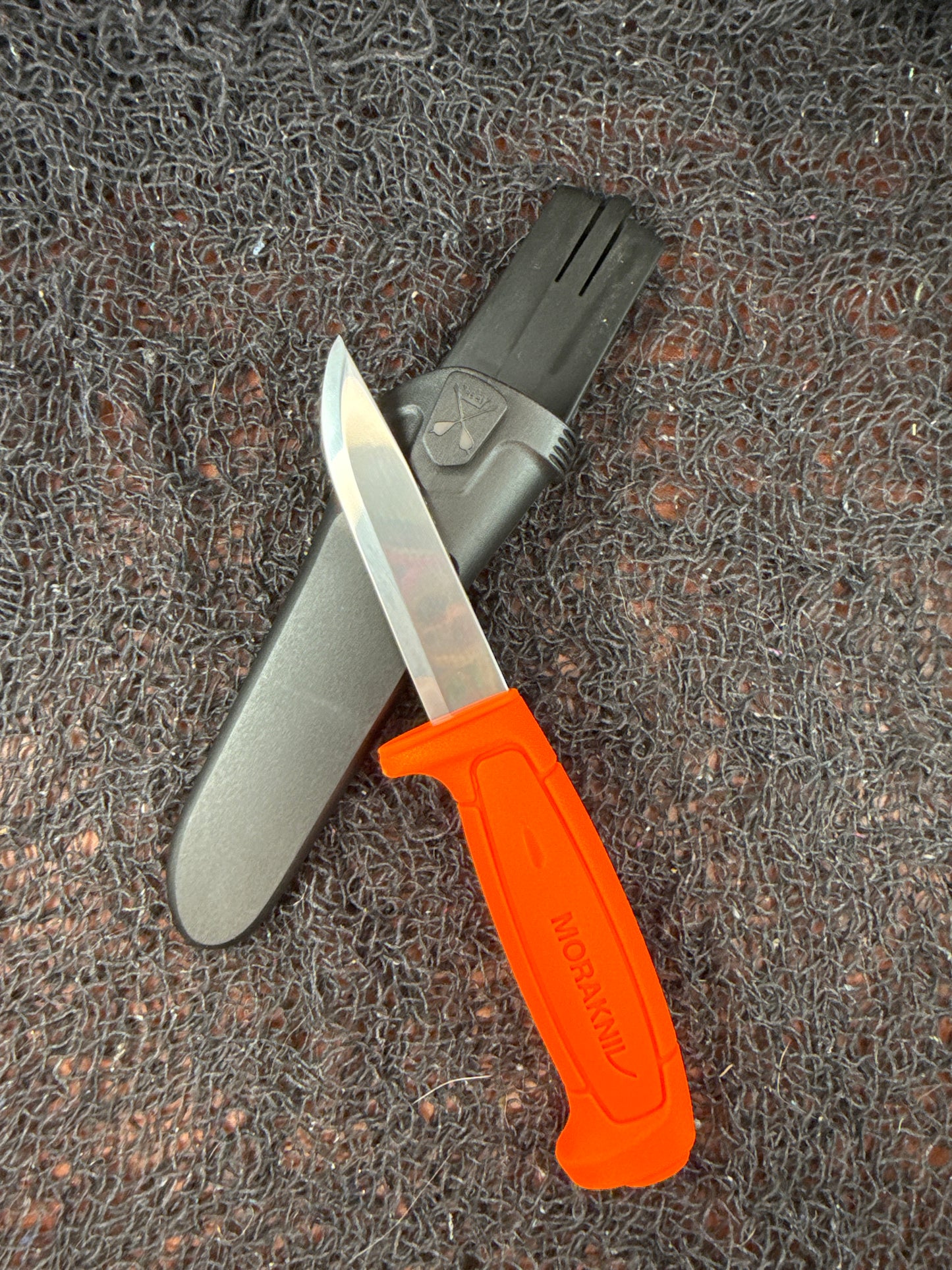 BLACK sheath with ORANGE Mora knife Carbon steel