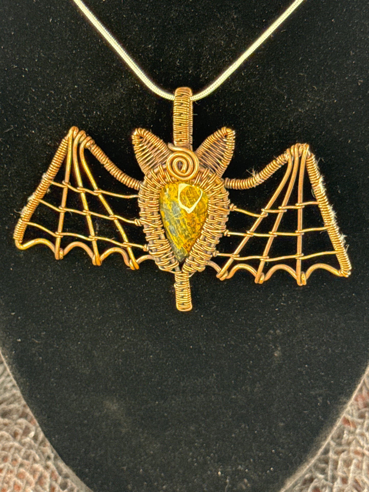 Golden Pietersite Bat Necklace