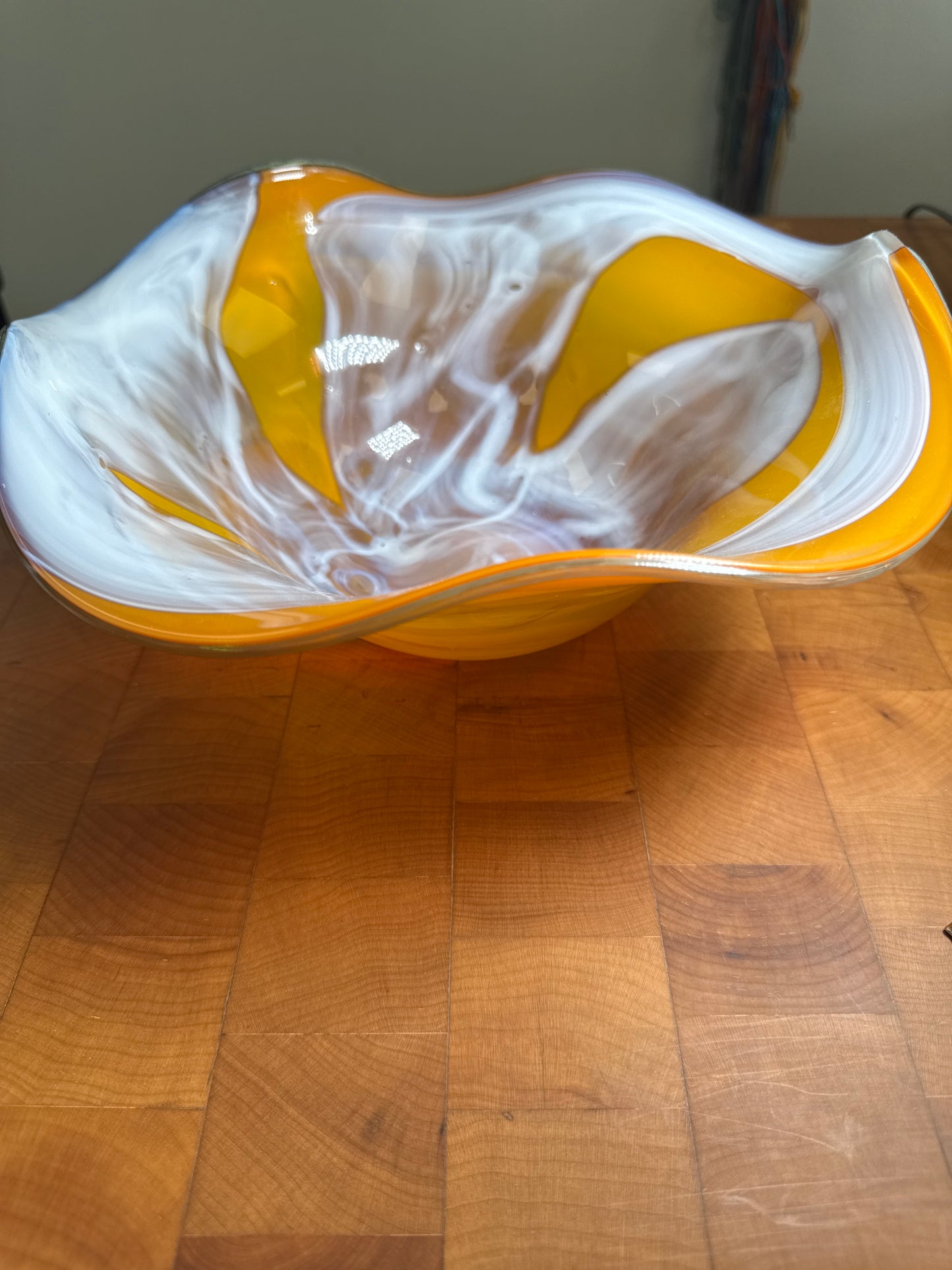 Medium orange and white bowl