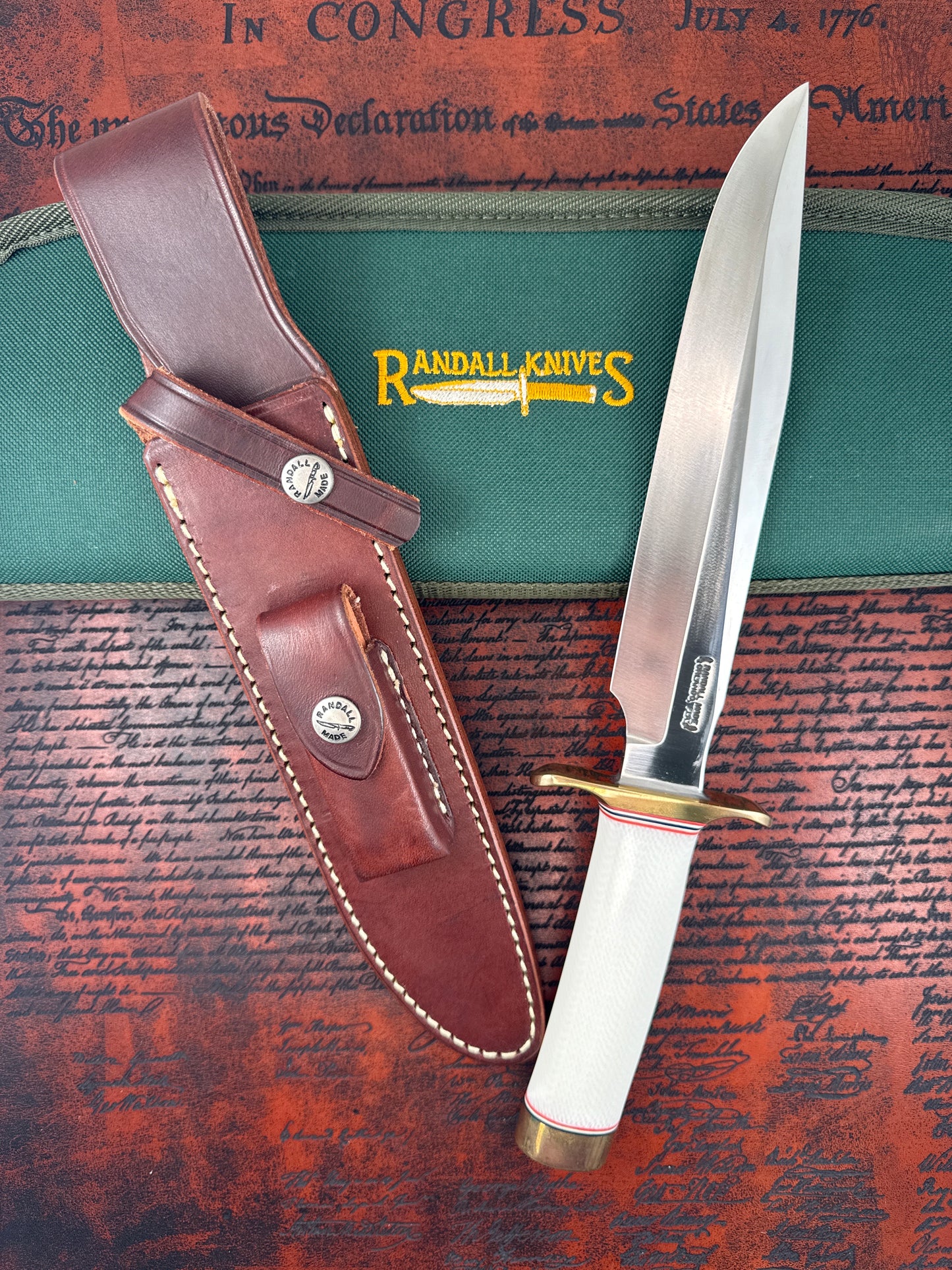 Randall Made Model #1-8 ( with leather sheath and green sheath cover )