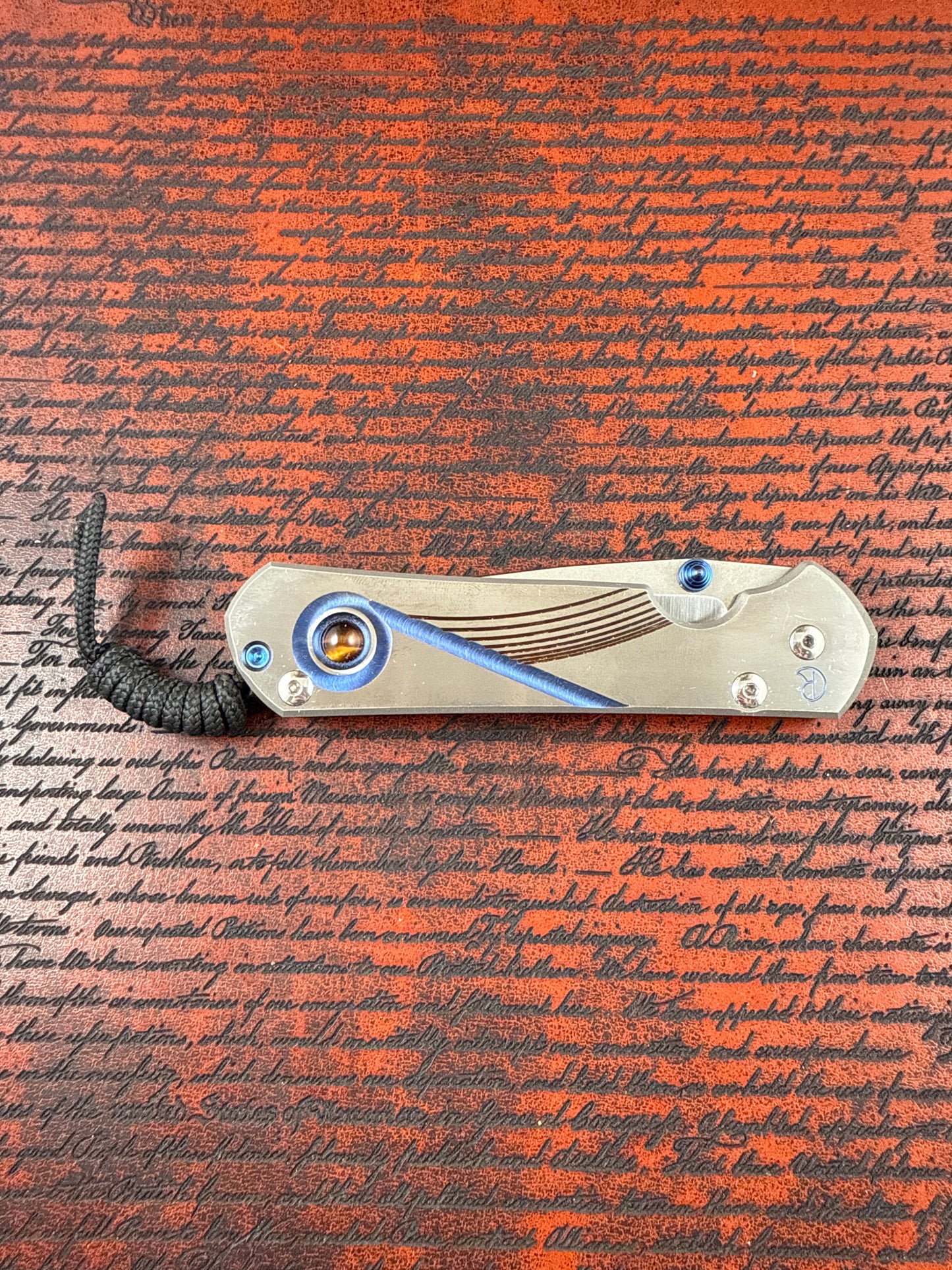 Chris Reeve large Sebenza21 ( unique graphic w tiger eye inlay )
