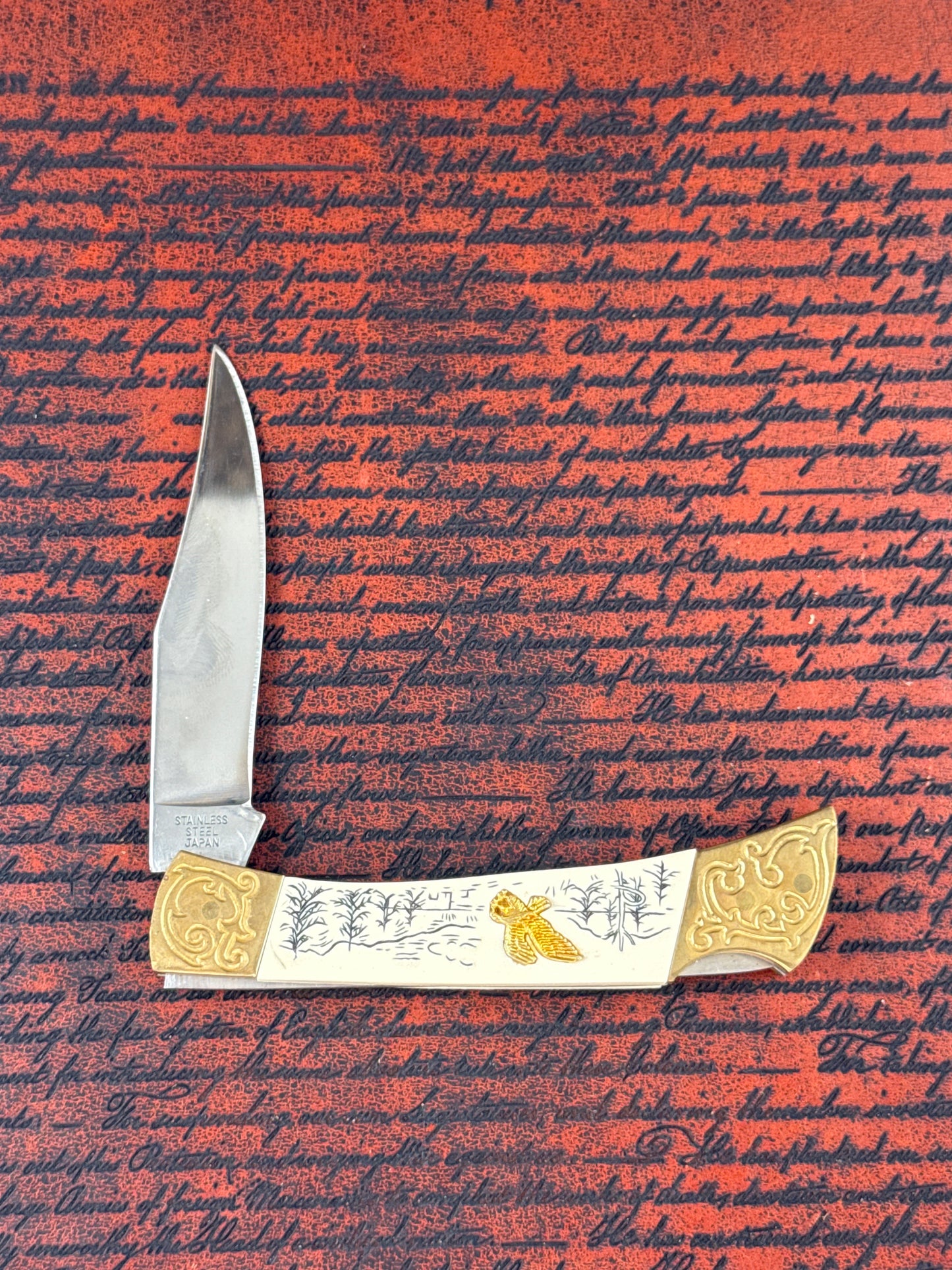 VINTAGE LOCKBACK FOLDING POCKET KNIFE 1980's 200 YEARS AMERICAN EAGLE ( new )