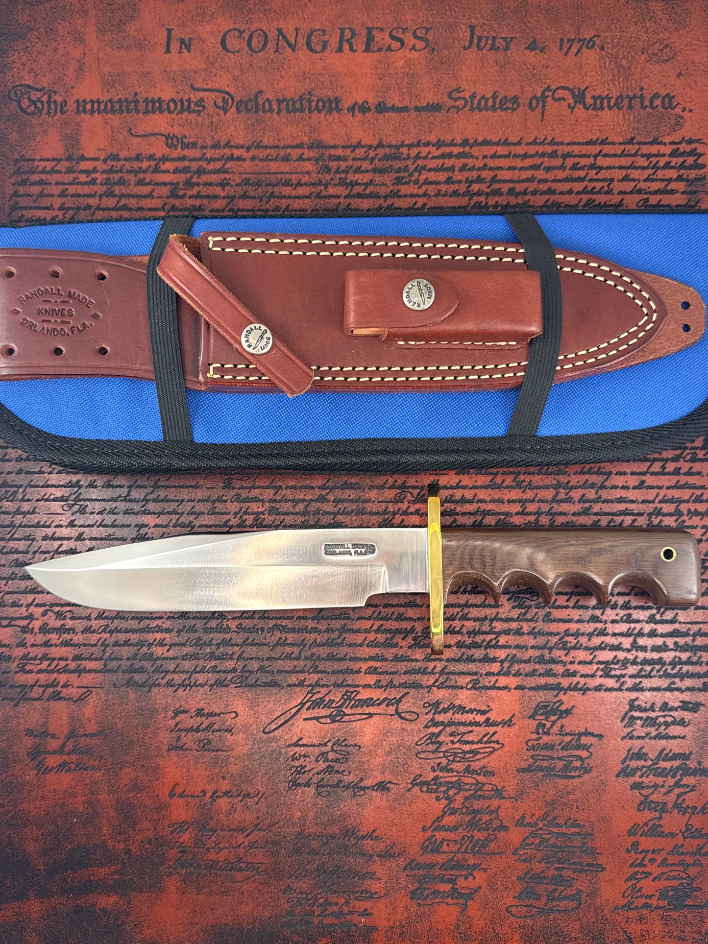 Randall Made model #14 ( with leather sheath and Blue sheath cover )