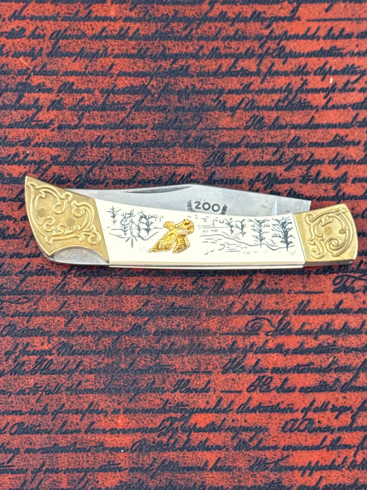 VINTAGE  LOCKBACK FOLDING POCKET KNIFE  1980's 200 YEARS AMERICAN EAGLE ( new )