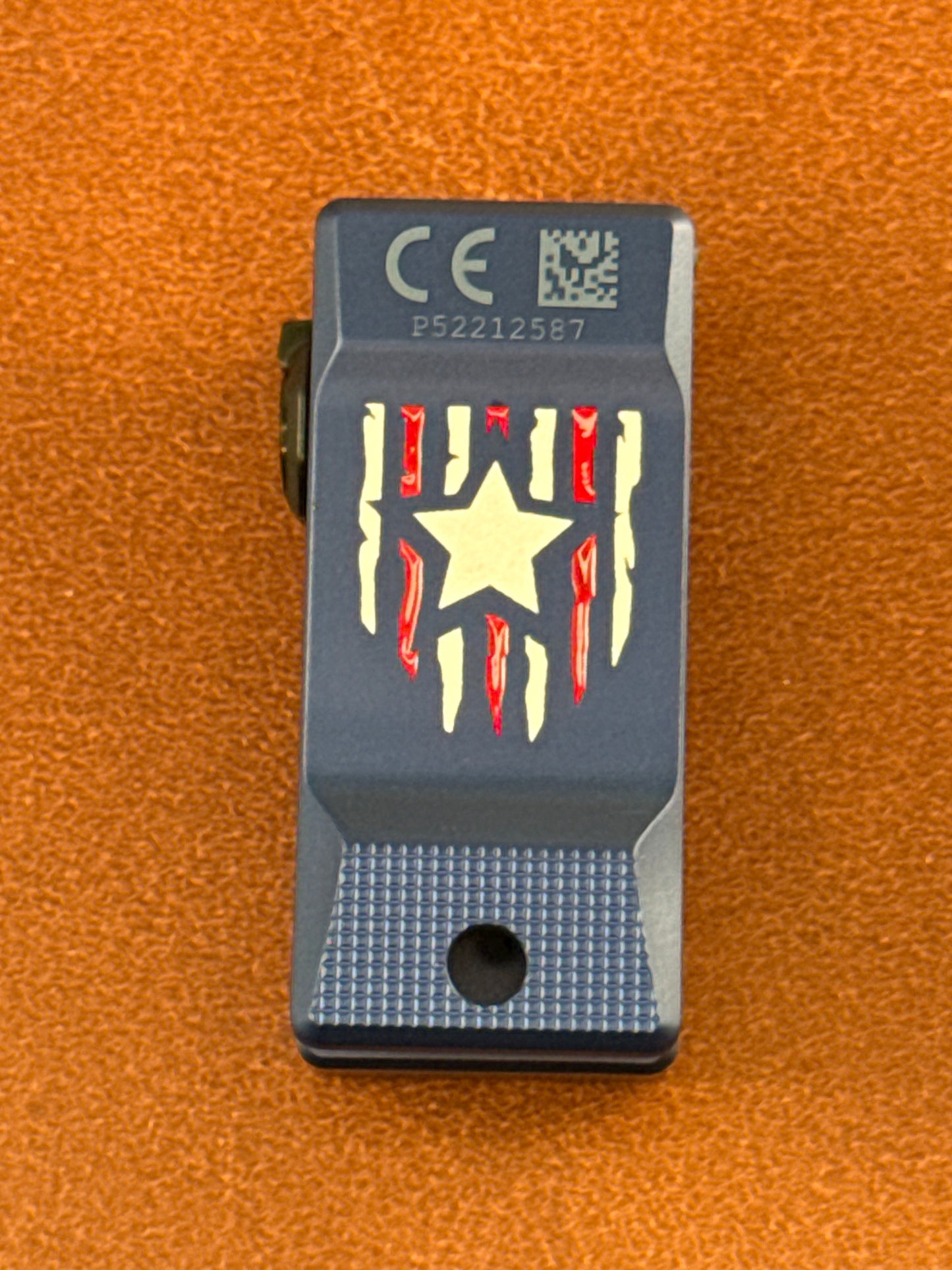 Oclip Ultra Clip-On EDC Light with Flood, Spot, and UV Modes. Red white and blue