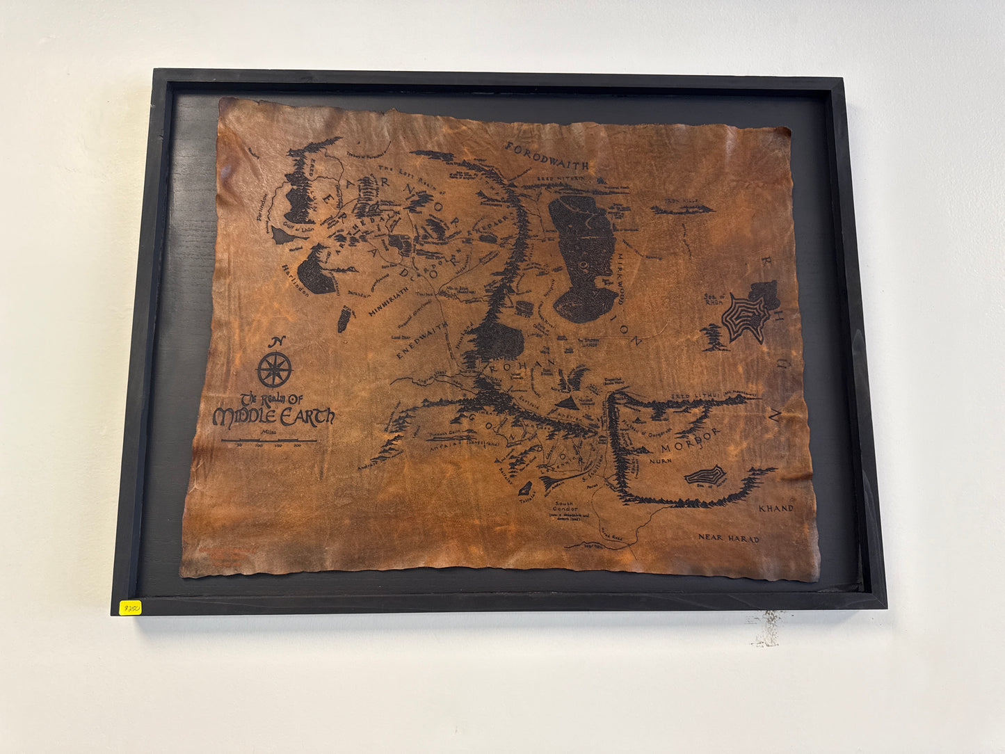 MIDDLE EARTH leather map with frame