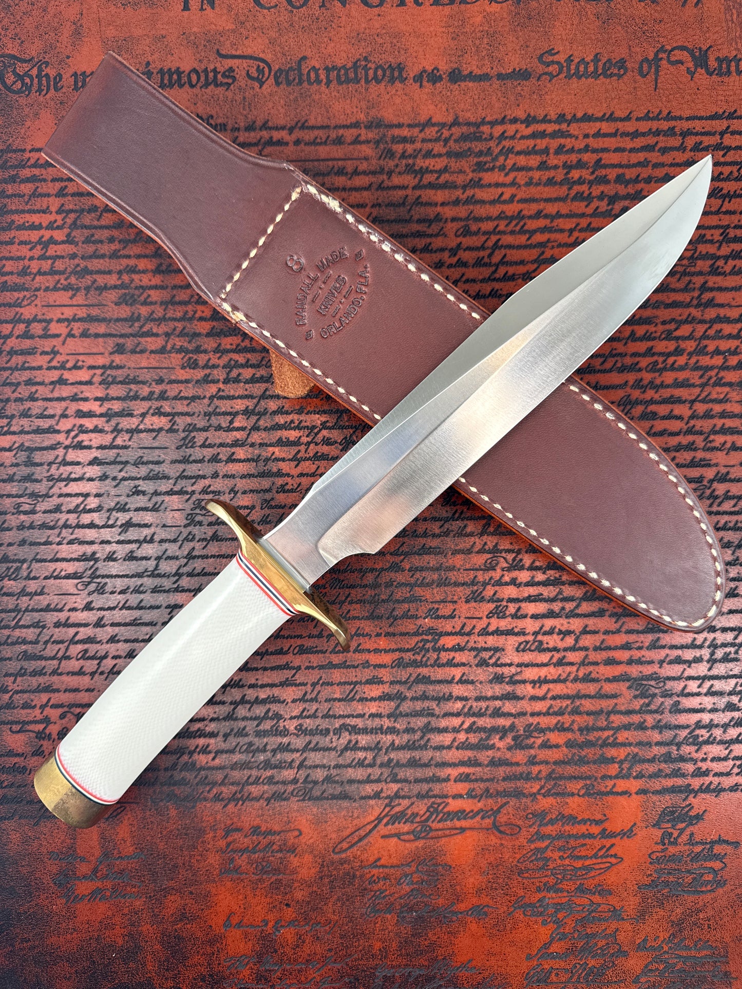 Randall Made Model #1-8 ( with leather sheath and green sheath cover )