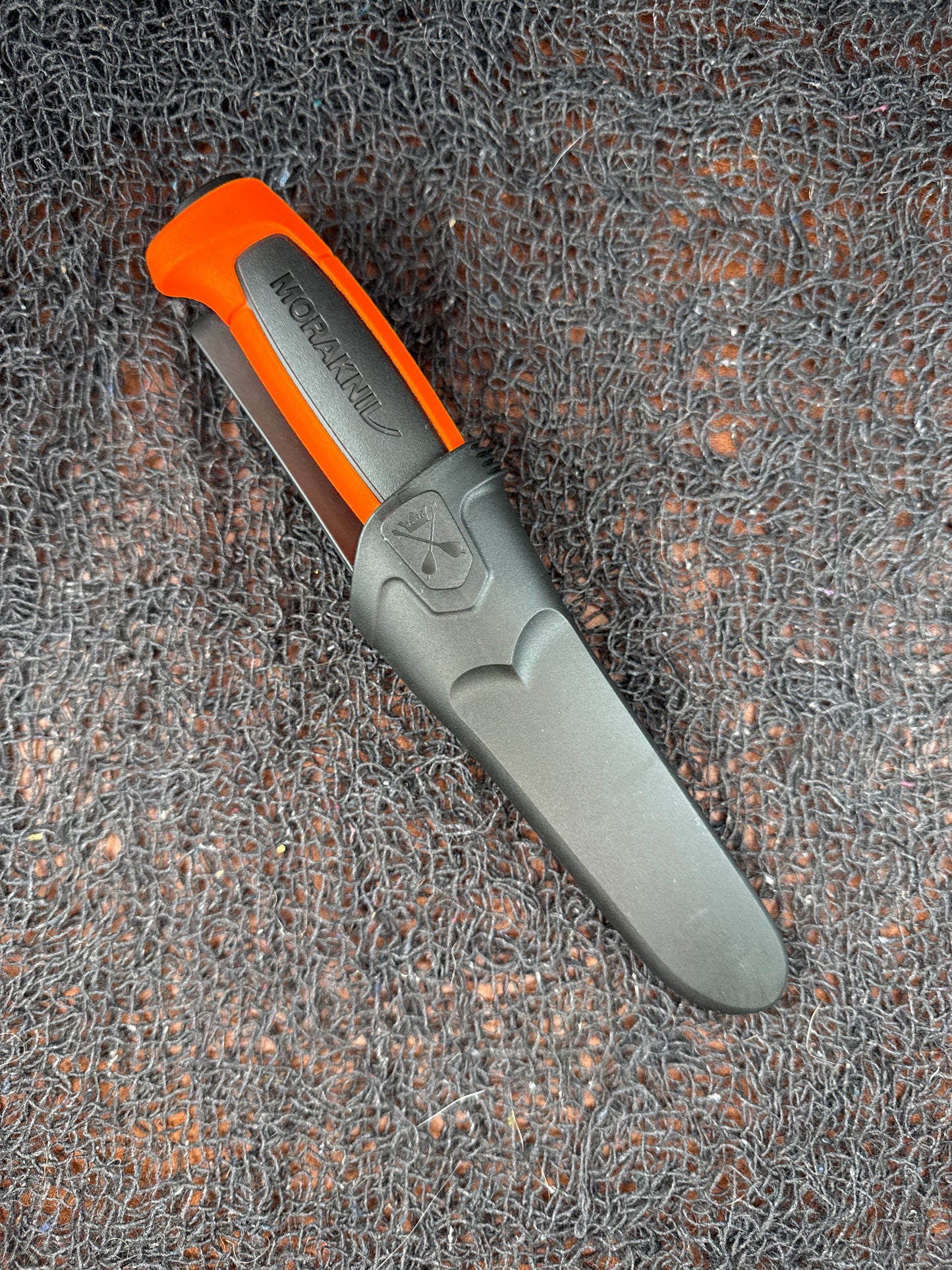 BLACK sheath with ORANGE AND BLACK Mora knife Carbon steel