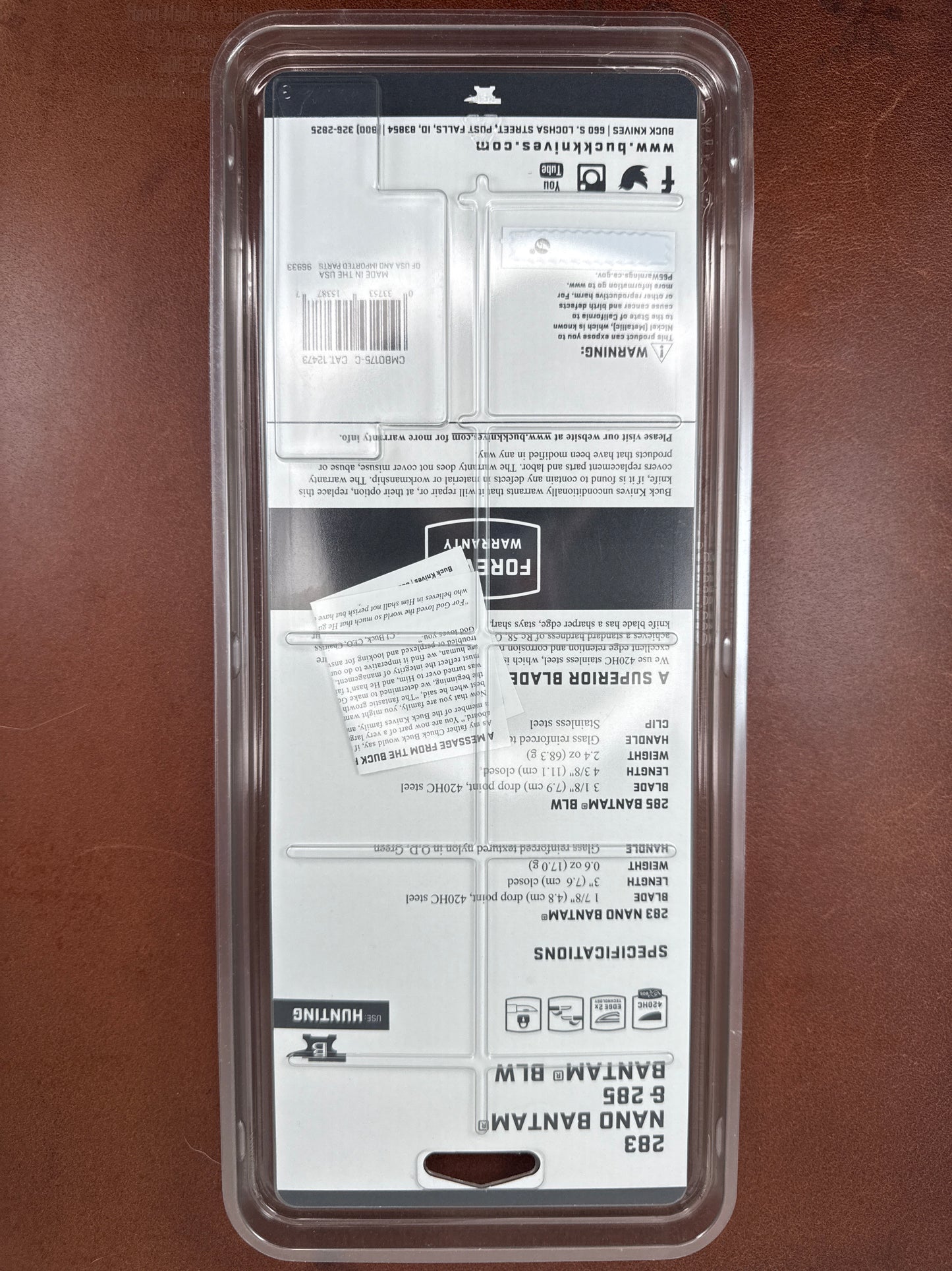 Buck Knives 283 Nano Bantam & 285 Bantam BLW NEW