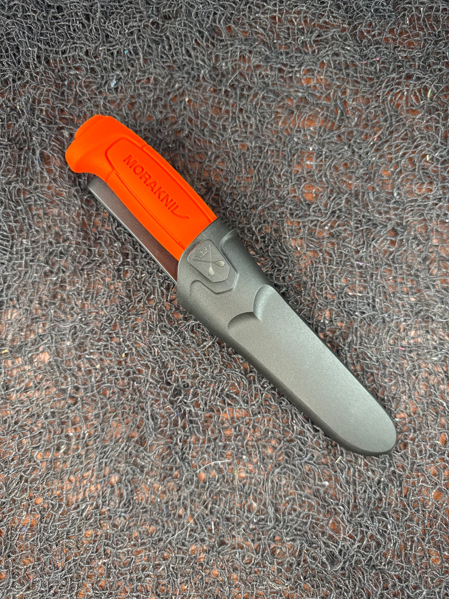 BLACK sheath with ORANGE Mora knife Carbon steel