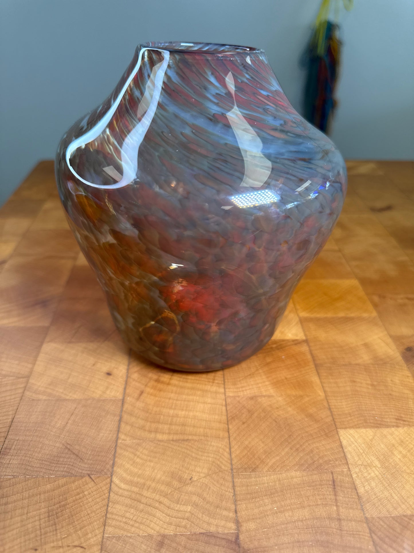 Short red glass vase
