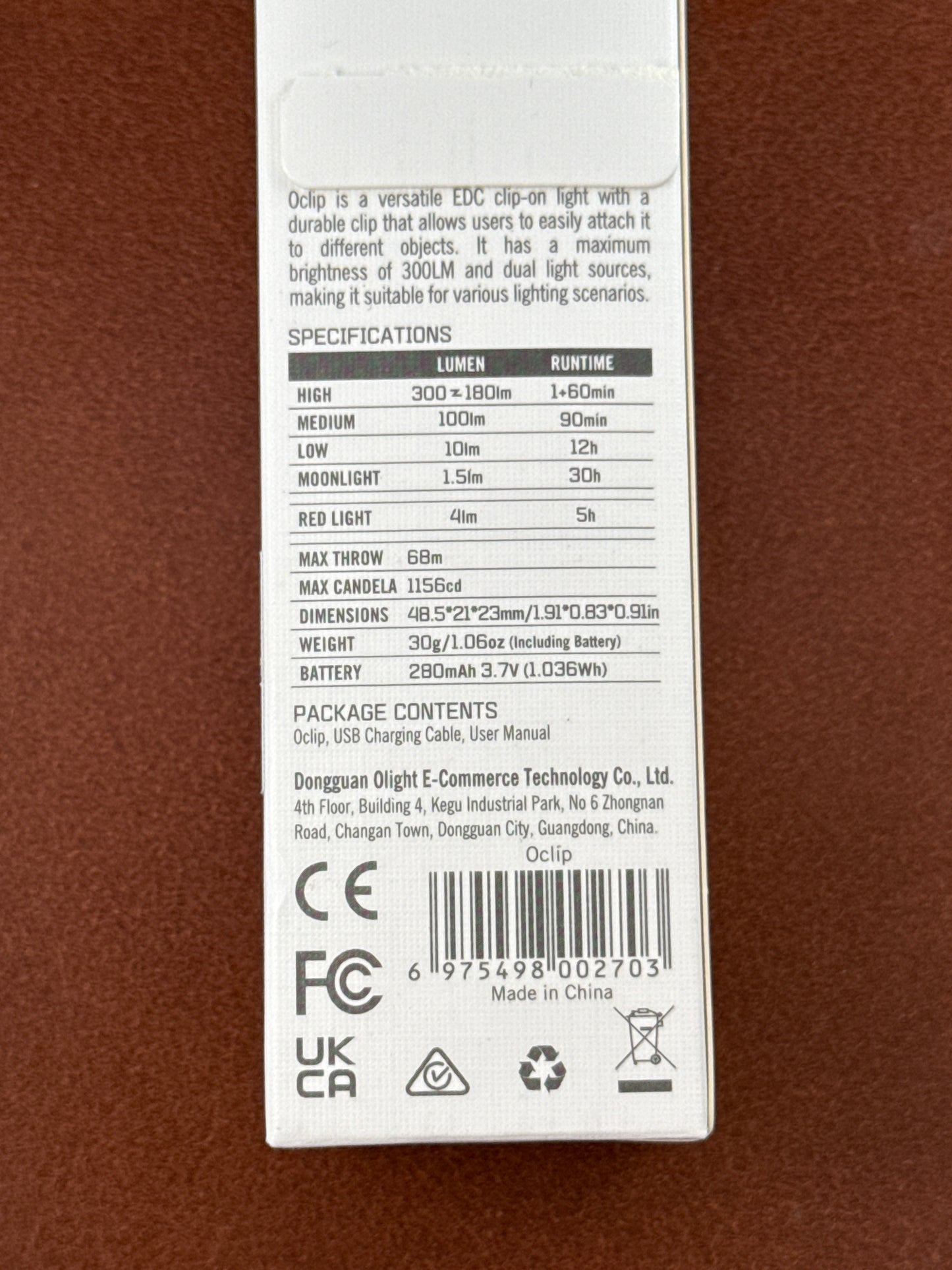 Oclip Clip Light with White and Red Light Black